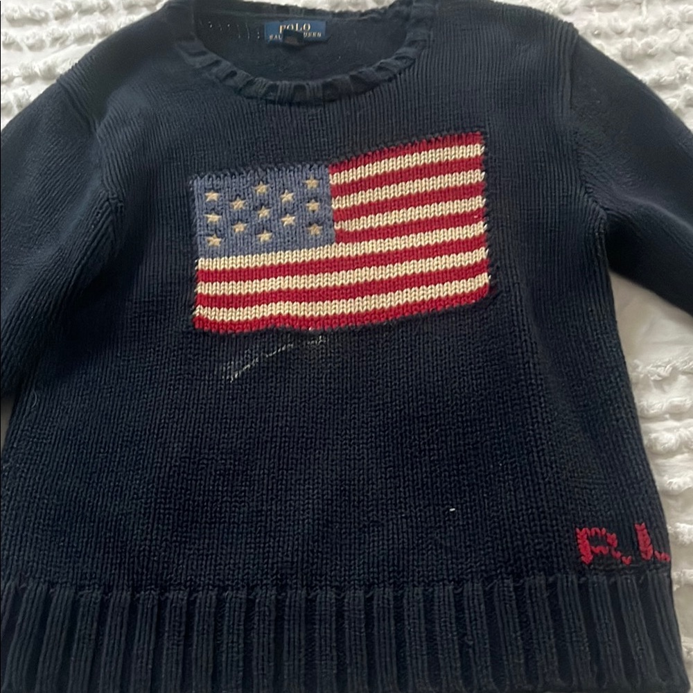 Polo Ralph Lauren Navy Sweater with American Flag